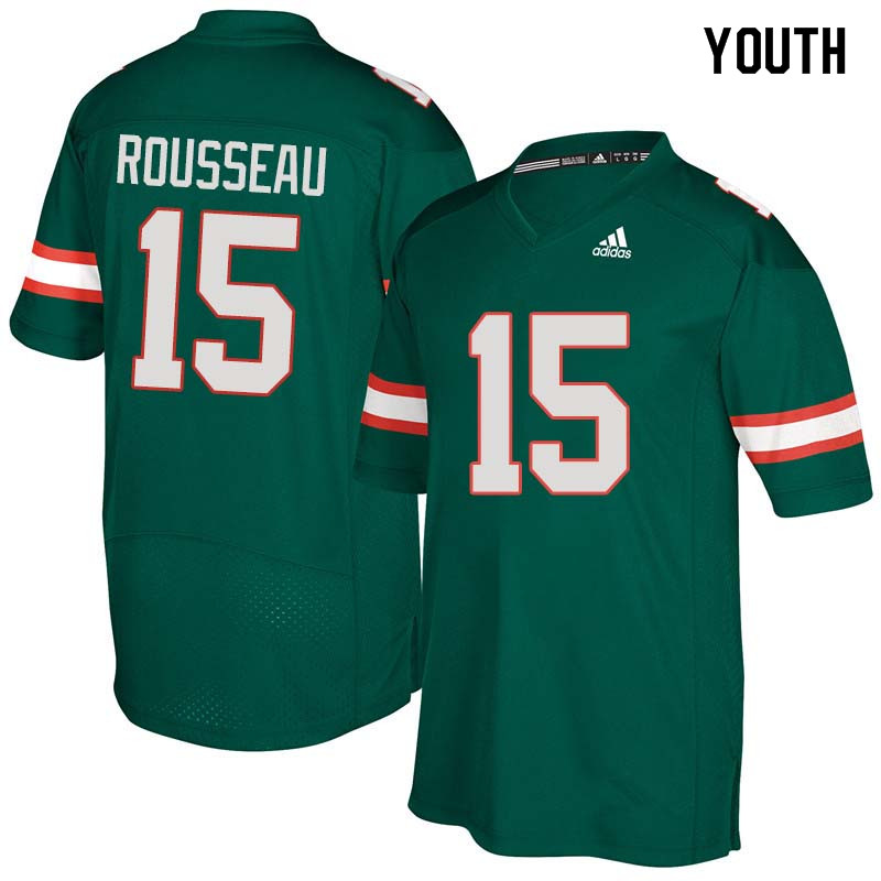 Youth Miami Hurricanes #15 Gregory Rousseau College Football Jerseys Sale-Green - Click Image to Close